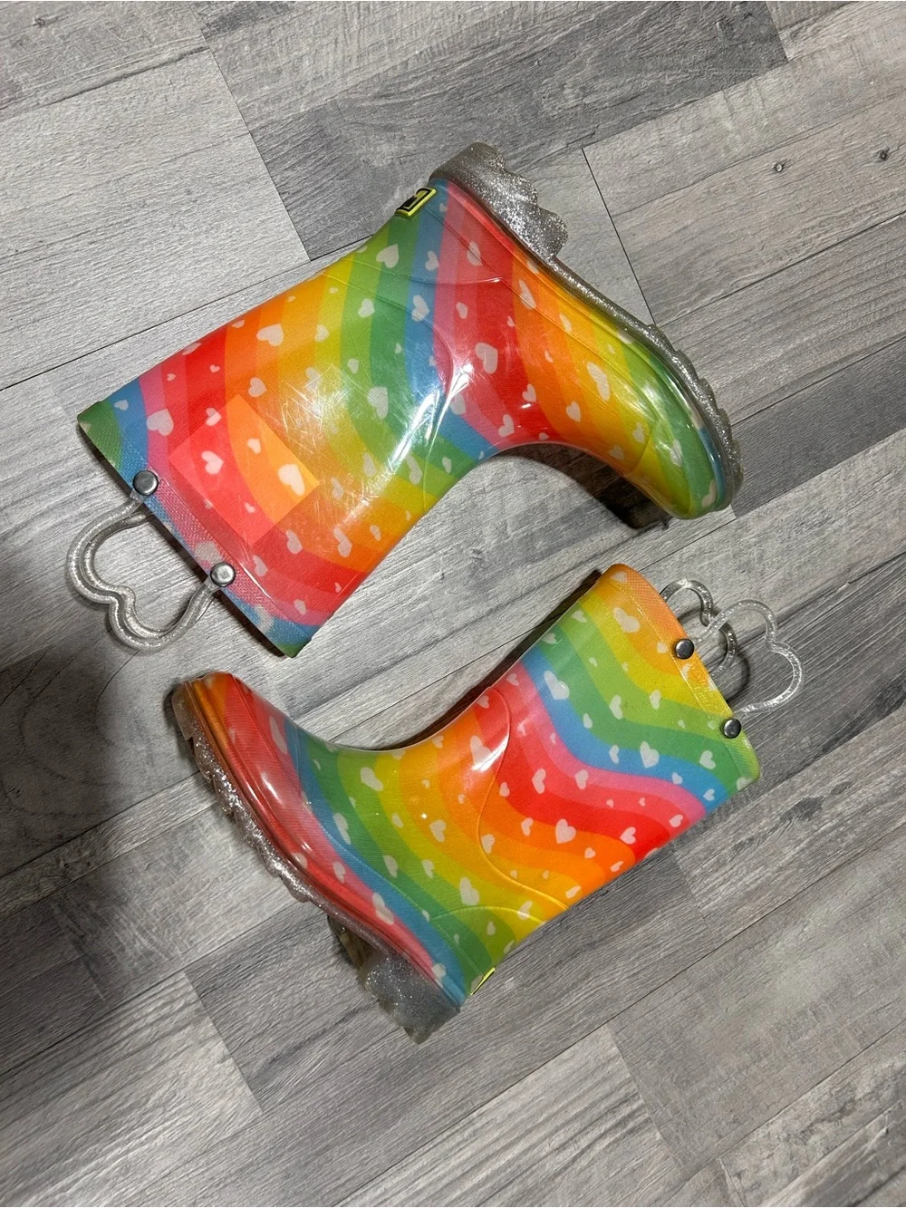 Western Chief Girls Rainbow Heart Rain Boots 11